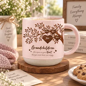 Personalized Grandchildren Heart Tree Mug - Custom Names Grandma Gift