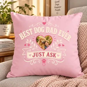 Best Dog Dad & Mom Ever - Personalized Dog Photo Pillow - Custom Pet Name Gift