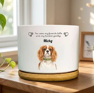 Custom Photo Realistic Watercolor Art Memorial Dog Cat If Love Alone Could Have Kept You Here - Personalized Ceramic Plant Pot