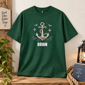 Personalized Nautical Anchor T-Shirt - Custom Name Coastal Tee - Gift For Sailors & Boat Lovers