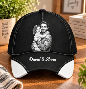 Custom Photo Bold Sketch Best Dad Grandpa Ever Family Portrait - Personalized Classic Cap