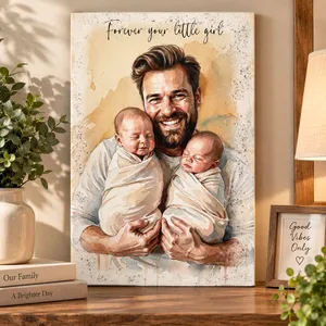 Custom Photo Watercolor Painting I Love You Daddy Grandpa Pet Dad - Personalized Poster