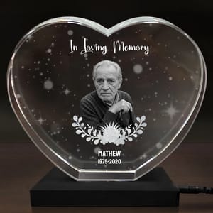 Custom Photo In Loving Memory Memorial - Personalized Crystal Heart