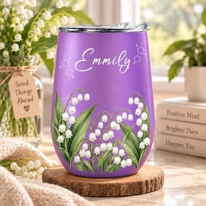 Birth Month Flower Watercolor Blooming In Love - Personalized Wine Tumbler