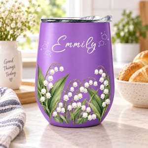 Birth Month Flower Watercolor Blooming In Love - Personalized Wine Tumbler