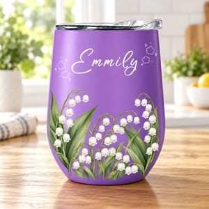 Birth Month Flower Watercolor Blooming In Love - Personalized Wine Tumbler