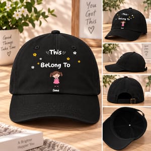 Stick Figures This Grandpa Dad Belongs To Kids Pet - Personalized Vintage Washed Denim Cap