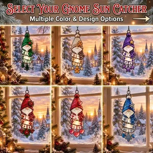 Personalized Christmas Gingerbread Gnome Acrylic Suncatcher, Custom Name Holiday Window Hanging, Cute Festive Winter Decor Gift