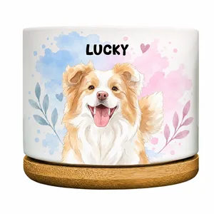Custom Photo Realistic Watercolor Art Portrait Cat Dog Pet - Personalized Ceramic Plant Pot