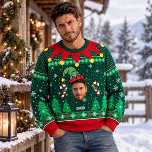 Custom Face Elf Sweater - Personalized Christmas Ugly Sweatshirt With Face Photo