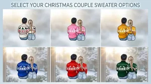 Personalized Christmas Jumper Couple Suncatcher, Custom Names & Year Holiday Window Hanging, Romantic Christmas Tree Acrylic Home Decor Gift