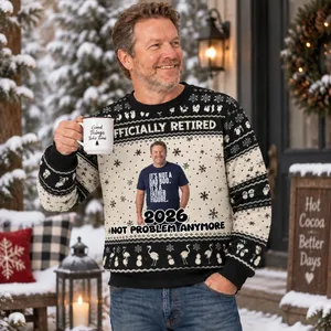 Custom Photo Retirement Christmas Sweater - Personalized Retired Ugly Sweatshirt