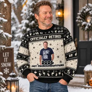 Custom Photo Retirement Christmas Sweater - Personalized Retired Ugly Sweatshirt