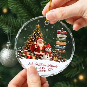 Custom Name Family Christmas Ornament 2026 Santa Snowman - Personalized Ornament