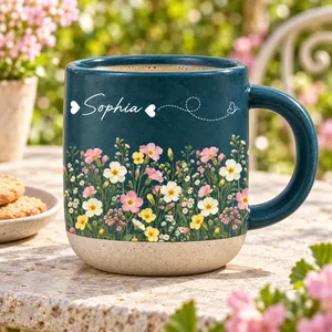 Custom Name & Birth Flower For Her, Coworkers, Daughter, Friends Pottery Cup - Personalized Mug