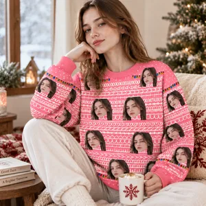 All Over Print Christmas Sweater - Personalized Christmas Ugly Sweatshirt With Face Photo
