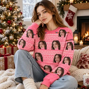 All Over Print Christmas Sweater - Personalized Christmas Ugly Sweatshirt With Face Photo