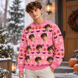 Personalized Halloween Ugly Sweatshirt With Face Photo - Custom Face All Over Print Sweater