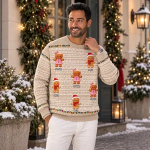 Custom Name Ugly Sweater With Clipart Character Christmas Sweatshirt - Cute Gingerbread Christmas Gift