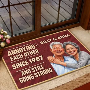 Custom Photo Caricature Vintage Annoying Each Other - Personalized Doormat