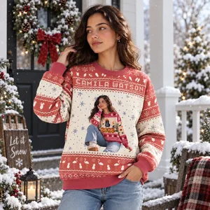Personalized Christmas Ugly Sweatshirt With Portrait Photo And Name