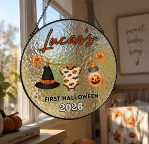 Personalized Baby's First Halloween Suncatcher 2026, Custom Name Window Hanging, Spooky Nursery Decor, Newborn Halloween Keepsake Gift
