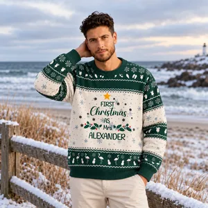 Personalized First Christmas As Mr & Mrs Sweatshirt - Custom Family Name Ugly Christmas Sweater, Newlywed Christmas Gift