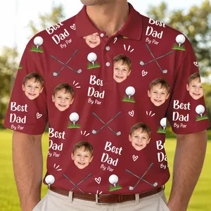 Best Dad By Par - Personalized Photo Polo Shirt - Gift For Dad