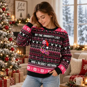 Naughty List Christmas Sweater - Personalized Halloween Ugly Sweatshirt With Custom Clipart