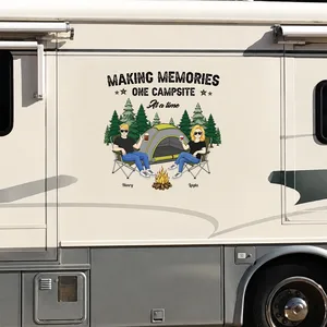 Personalized Camping Couple Sitting Sticker Decal for RV or Camper - Making Memories One Campsite at a Time Unique Gift