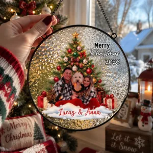 Custom Family Christmas Photo Suncatcher Window