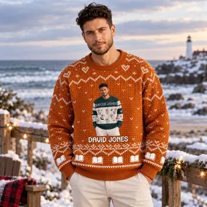 Personalized Christmas Ugly Sweatshirt With Portrait Photo And Name