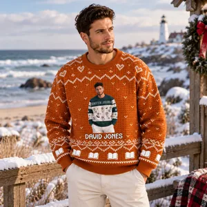 Personalized Christmas Ugly Sweatshirt With Portrait Photo And Name