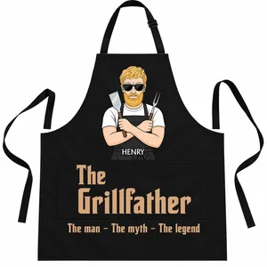 The Grillfather - Personalized Apron With Pocket - Gift For Dad