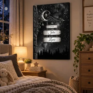 Custom Name Street Sign Star Map Wedding Couple Gift - Personalized Wrapped Canvas