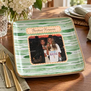 Best Friend Photo Trinket Tray - Birthday Gifts For Bestie, Sister - Vintage Stripe - Personalized Jewelry Dish