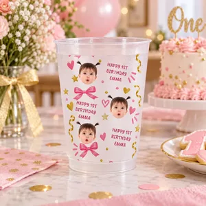 Kid Birthday Party Favors Cup, Family Birthday - Custom Cute Face - Personalized Cups