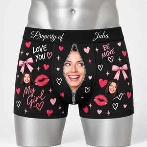Property Of Girlfriends - Personalized Photo Men's Boxer Briefs - Birthday Gifts For Men, Him, Him, Boyfriend - Gift For Husband