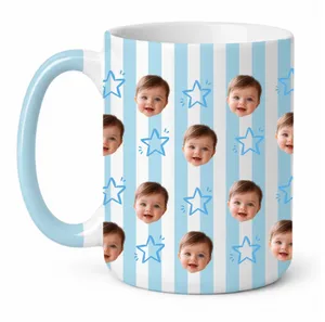 Personalized Baby Face Mug for Dad Grandpa, Custom Photo Coffee Cup, Father’s Day Gift, White Accent Mug 685077