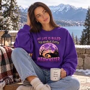 Spoiled Furry Meowmonster Sweatshirt - Personalized Cat Lover Halloween Crewneck Custom Character And Name