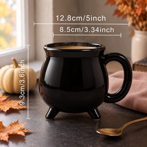 Personalized Cauldron Mug Custom Name, Witch Ghost Pumpkin Coffee Mug, Spells Potions Magic Halloween Cup, Cute Gothic Gift for Her