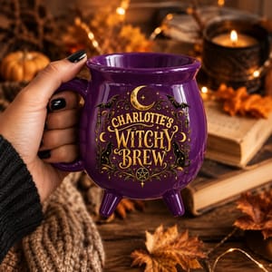 Personal Potion Style My Witchy Brew Personalized Cauldron Mug, Custom Name Gothic Moon Coffee Cup, Halloween Gift for Witch Lovers