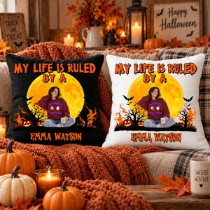 Custom Photo Pillow Personalized Name My Life Is Ruled By A Funny Halloween Gift