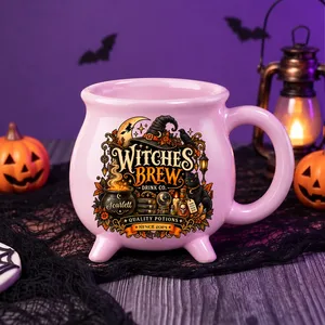 Custom Name Witch’s Brew Cauldron Mug, Personalized Halloween Coffee Cup, Gothic Potion Witch Mug, Spooky Gift for Her