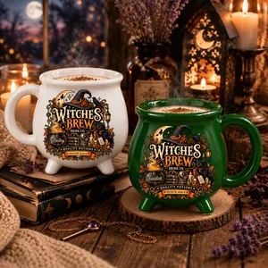 Custom Name Witch’s Brew Cauldron Mug, Personalized Halloween Coffee Cup, Gothic Potion Witch Mug, Spooky Gift for Her