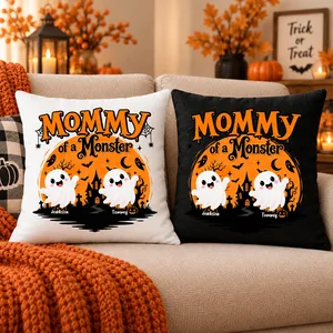 Personalized Mommy of a Monster Pillow Custom Name Halloween Ghost Family Throw Pillo