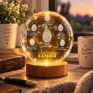 Moon Phase I Am Their Father - Personalized Crystal Globe Lamp