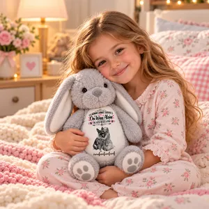 Custom Photo A Woman & Her Dog - Personalized Soft Toy Bunny