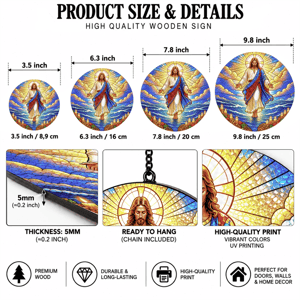 Jesus Christ Resurrection Suncatcher: Radiant Stained Glass Window Art