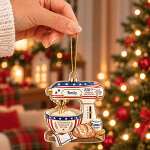 Personalized Acrylic Christmas Ornament Custom Name – Vintage Mixer Baking Bread 250th Anniversary Christmas Gift